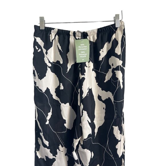 H&M Silky Drawstring Pants Black & Ivory Wide Leg - Picture 6 of 6